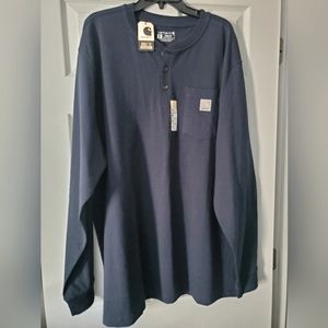 Carhartt Long Sleeve Shirt, with buttons, Navy Blue, Large Tall